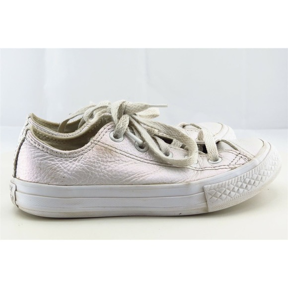Converse All Star Toddler Sz 12 Off white Low‎ Top Leather Unisex Medium - Picture 3 of 7
